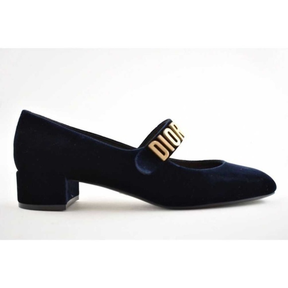 Dior Baby D Deep Blue Velvet Mary Jane Ballerina Pump Size 41.5 - Picture 2 of 16